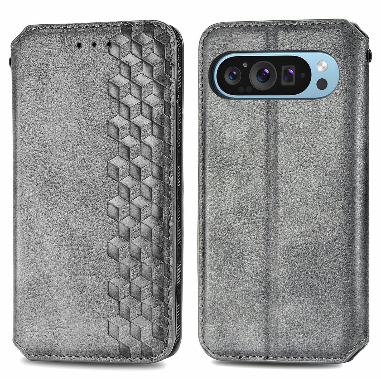 For Google Pixel 9 Case Leather Wallet Case Mobile Phone Cover Wholesale - Grey