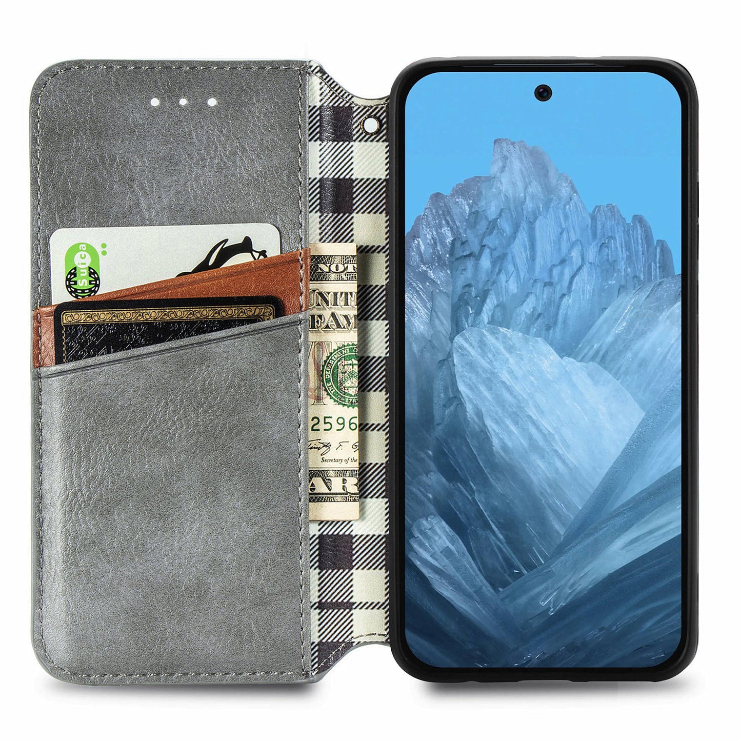 For Google Pixel 9 Case Leather Wallet Case Mobile Phone Cover Wholesale - Grey