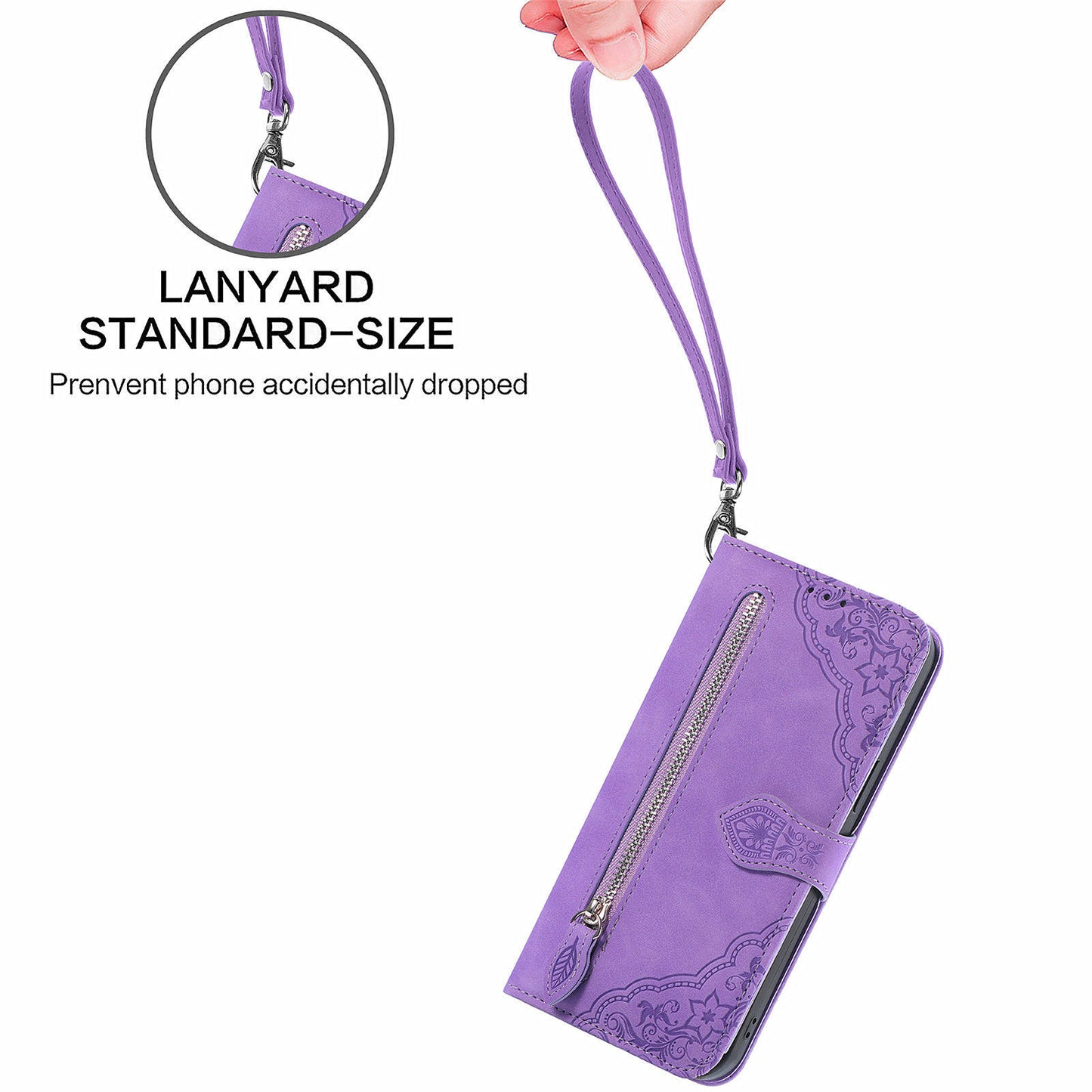 For Google Pixel 9 Anti-fall Leather Case Zipper Wallet Stand Flip Phone Cover - Light Purple