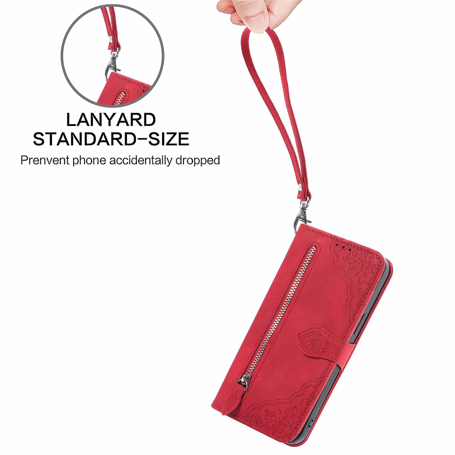For Google Pixel 9 Anti-fall Leather Case Zipper Wallet Stand Flip Phone Cover - Red