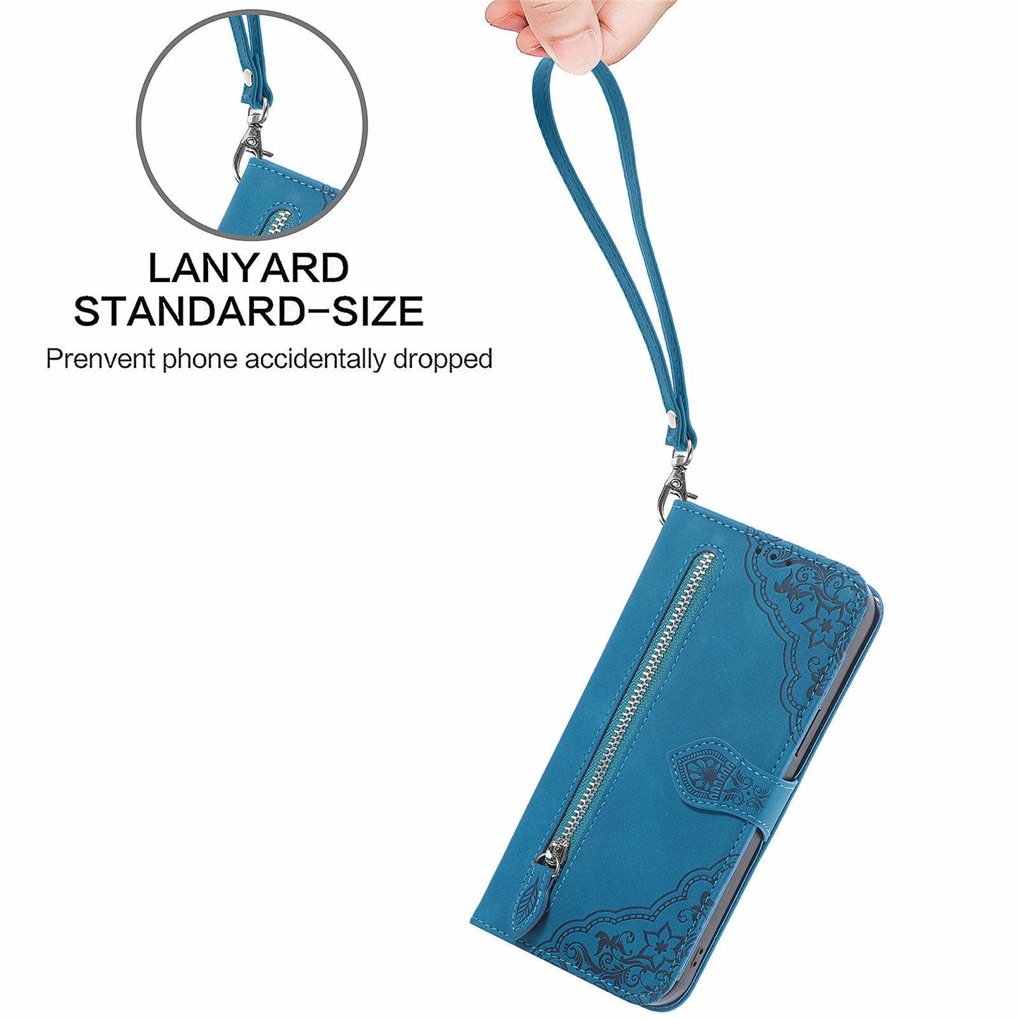 For Google Pixel 9 Anti-fall Leather Case Zipper Wallet Stand Flip Phone Cover - Blue