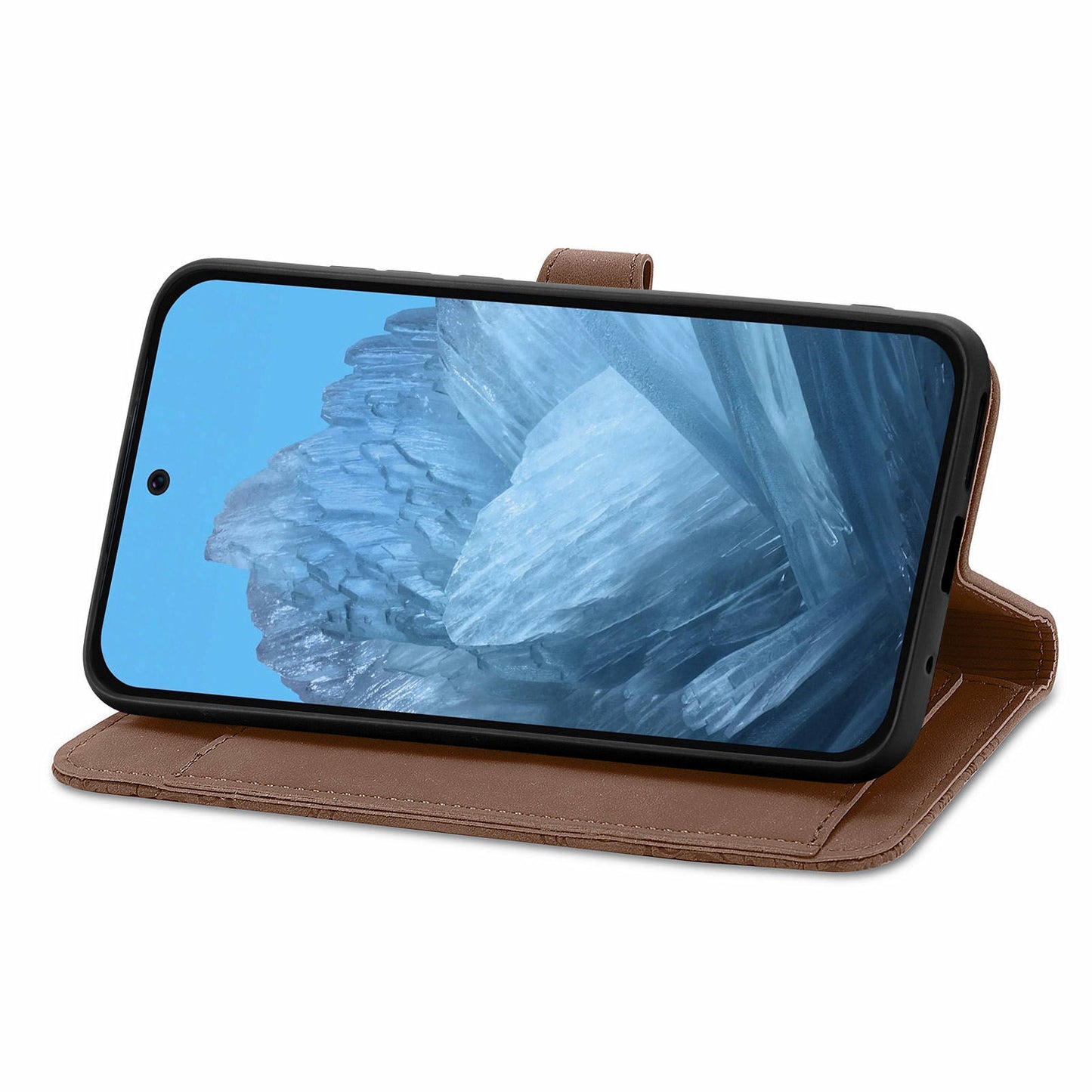 For Google Pixel 9 Anti-fall Leather Case Zipper Wallet Stand Flip Phone Cover - Brown
