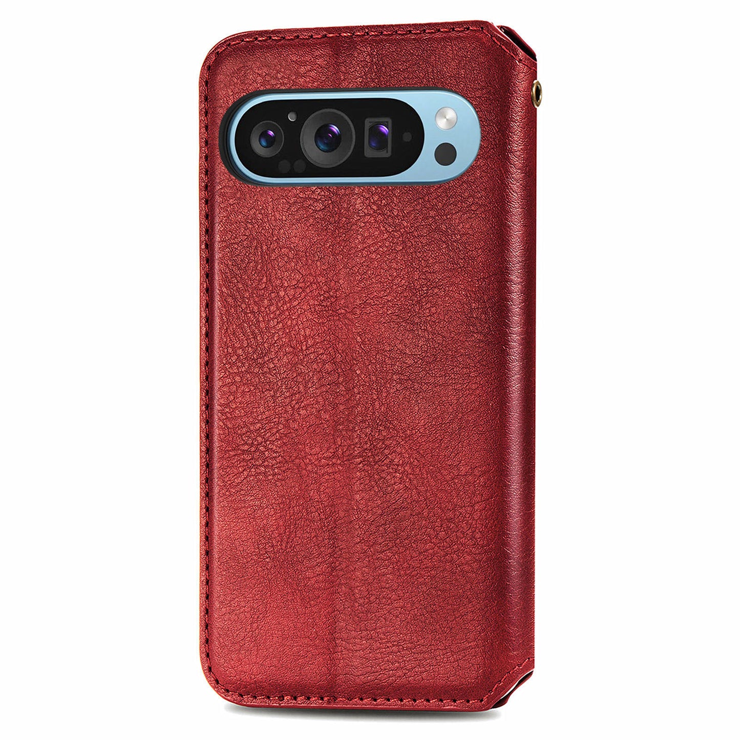 For Google Pixel 9 Pro Wallet Case Rhombus Leather Phone Cover with Stand Function - Red