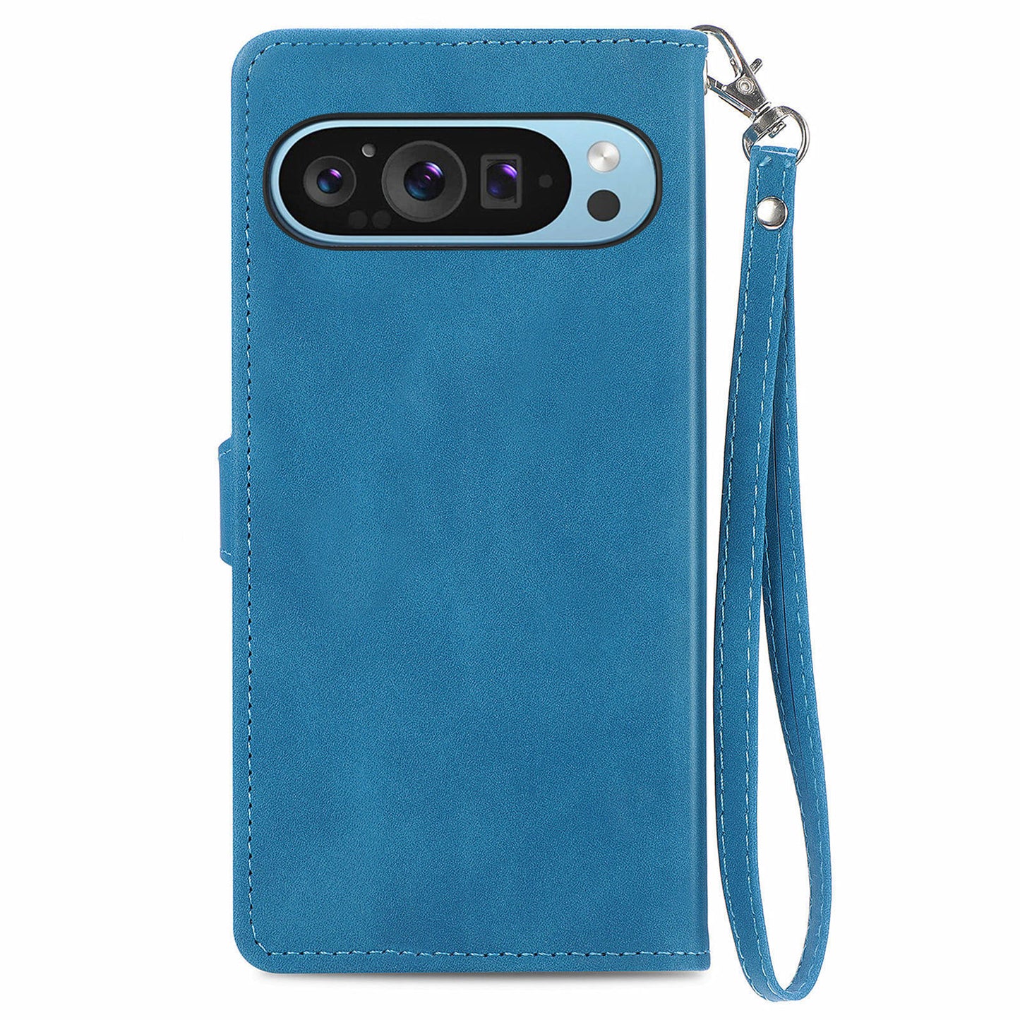 For Google Pixel 9 Pro Leather Case Zipper Wallet Horizontal Stand Phone Cover - Blue