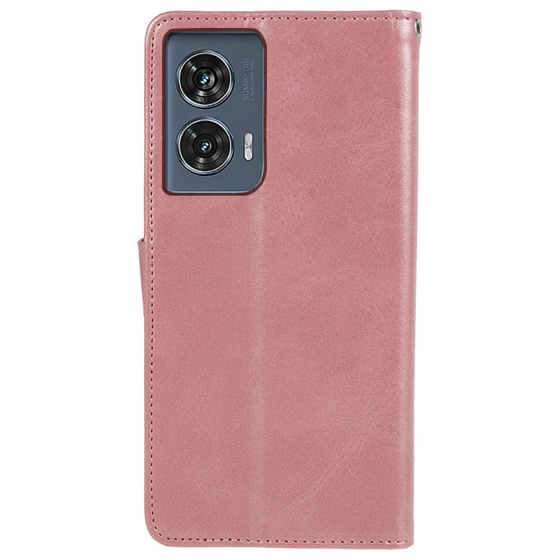 Shockproof Cover for Motorola Edge 50 Fusion Case Magnetic Calf Texture Wallet Phone Shell - Rose Gold