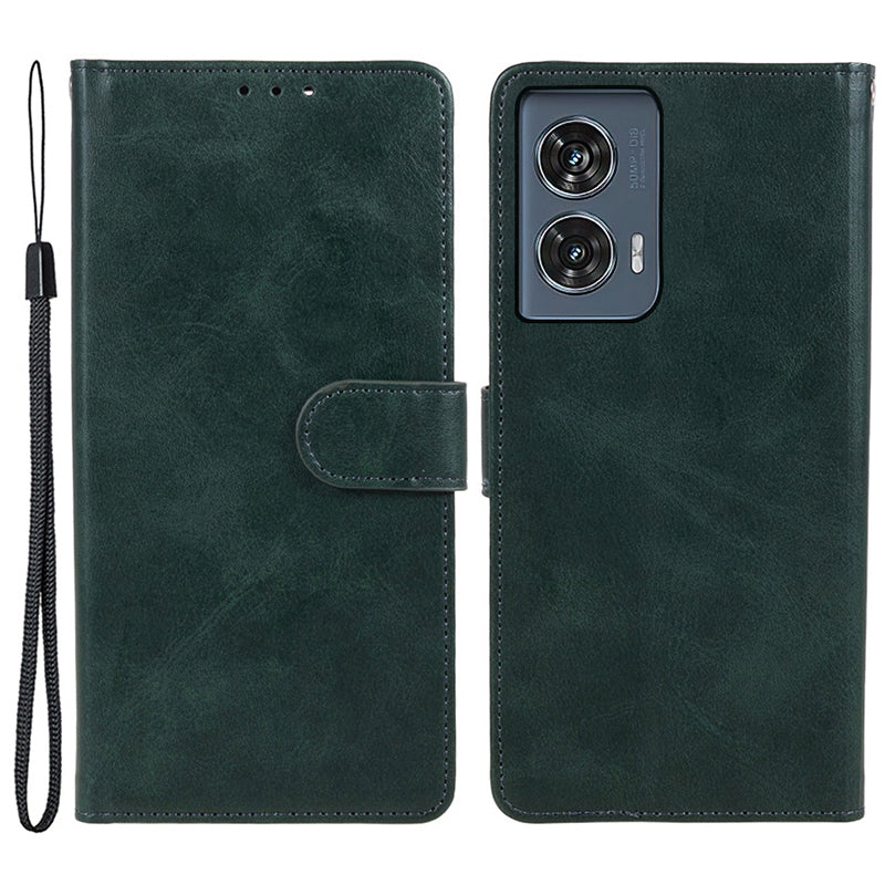 Shockproof Cover for Motorola Edge 50 Fusion Case Magnetic Calf Texture Wallet Phone Shell - Midnight Green