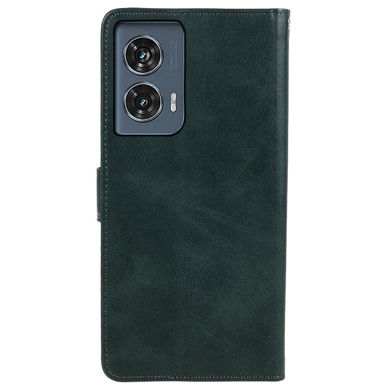 Shockproof Cover for Motorola Edge 50 Fusion Case Magnetic Calf Texture Wallet Phone Shell - Midnight Green