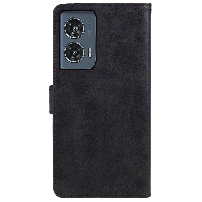 Shockproof Cover for Motorola Edge 50 Fusion Case Magnetic Calf Texture Wallet Phone Shell - Black