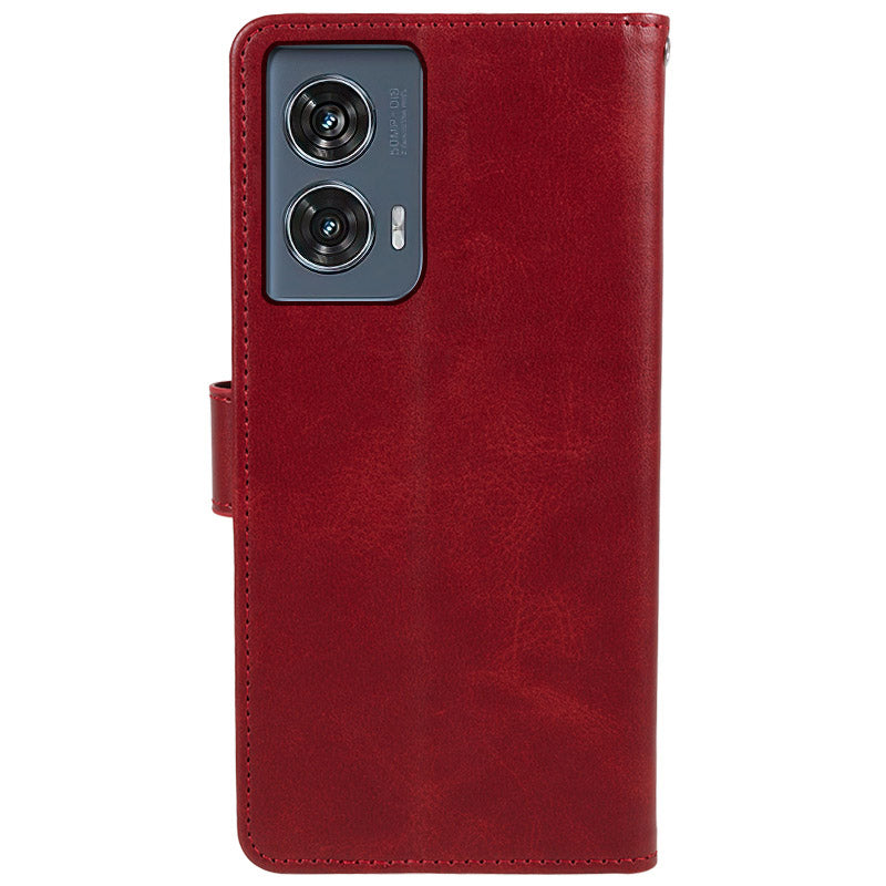 Shockproof Cover for Motorola Edge 50 Fusion Case Magnetic Calf Texture Wallet Phone Shell - Red