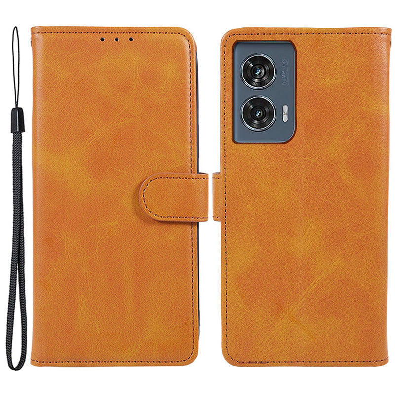 Shockproof Cover for Motorola Edge 50 Fusion Case Magnetic Calf Texture Wallet Phone Shell - Khaki