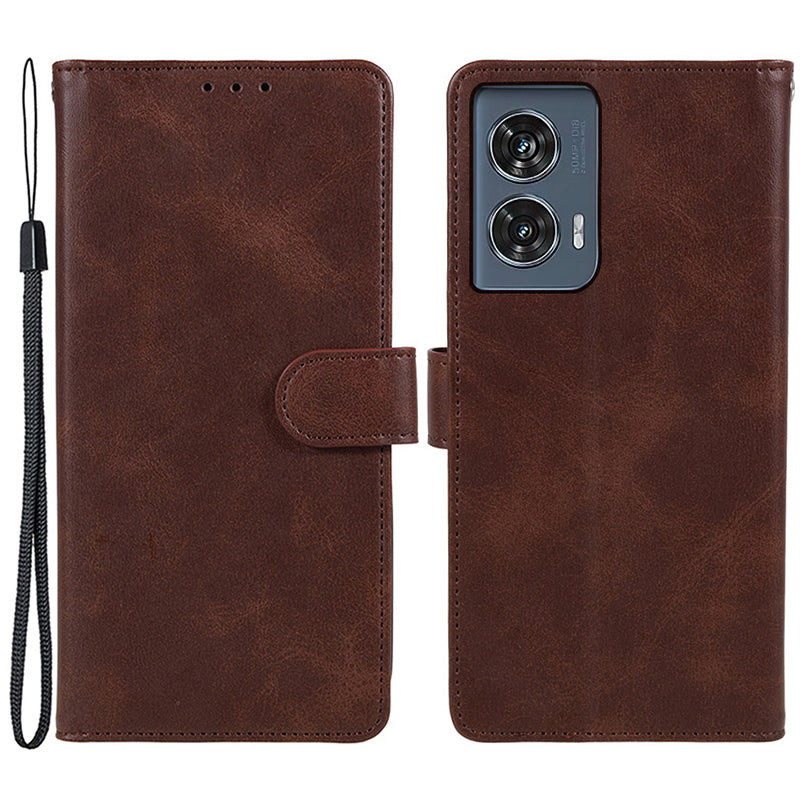 Shockproof Cover for Motorola Edge 50 Fusion Case Magnetic Calf Texture Wallet Phone Shell - Brown