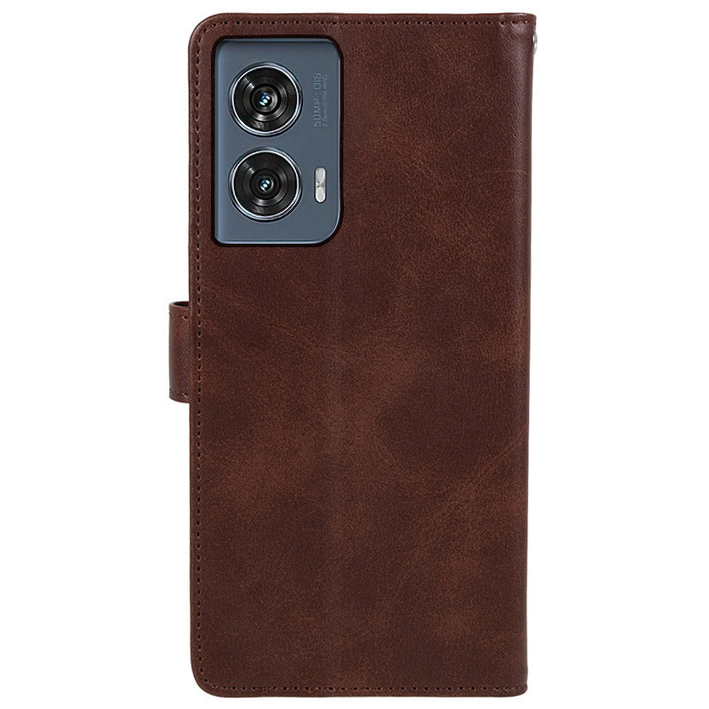 Shockproof Cover for Motorola Edge 50 Fusion Case Magnetic Calf Texture Wallet Phone Shell - Brown