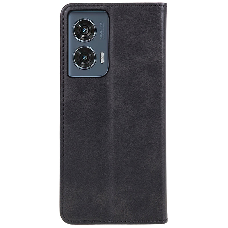 For Motorola Edge 50 Fusion Case Wallet Leather Phone Cover Magnetic Auto Closing - Black