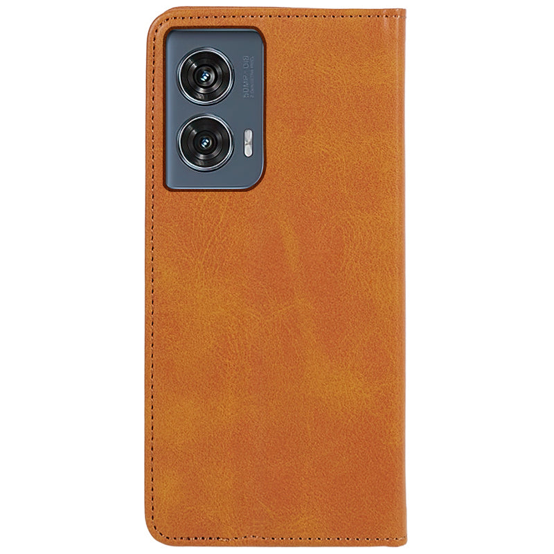 For Motorola Edge 50 Fusion Case Wallet Leather Phone Cover Magnetic Auto Closing - Khaki