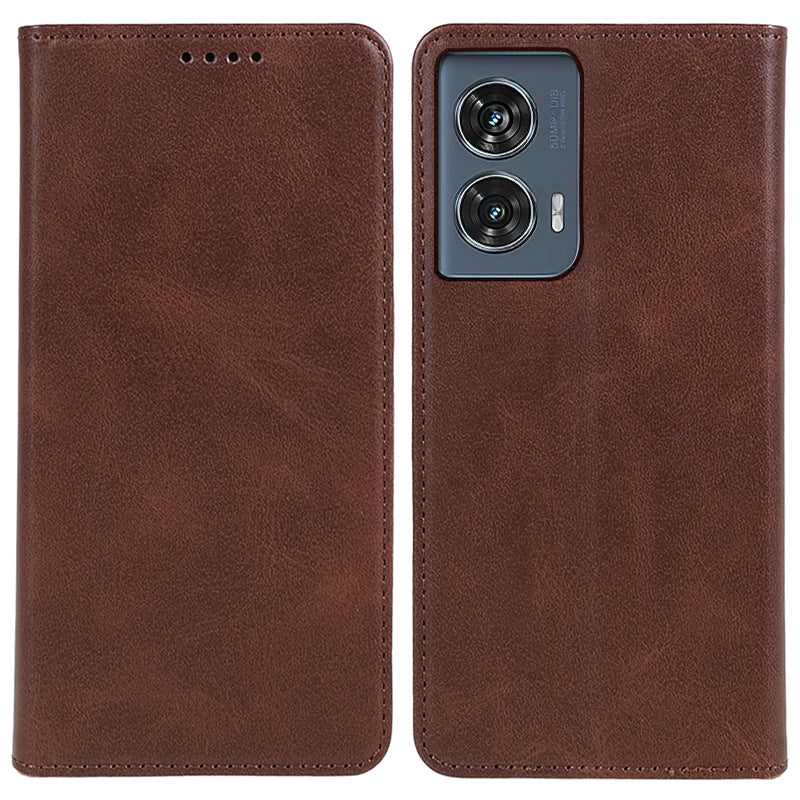 For Motorola Edge 50 Fusion Case Wallet Leather Phone Cover Magnetic Auto Closing - Brown