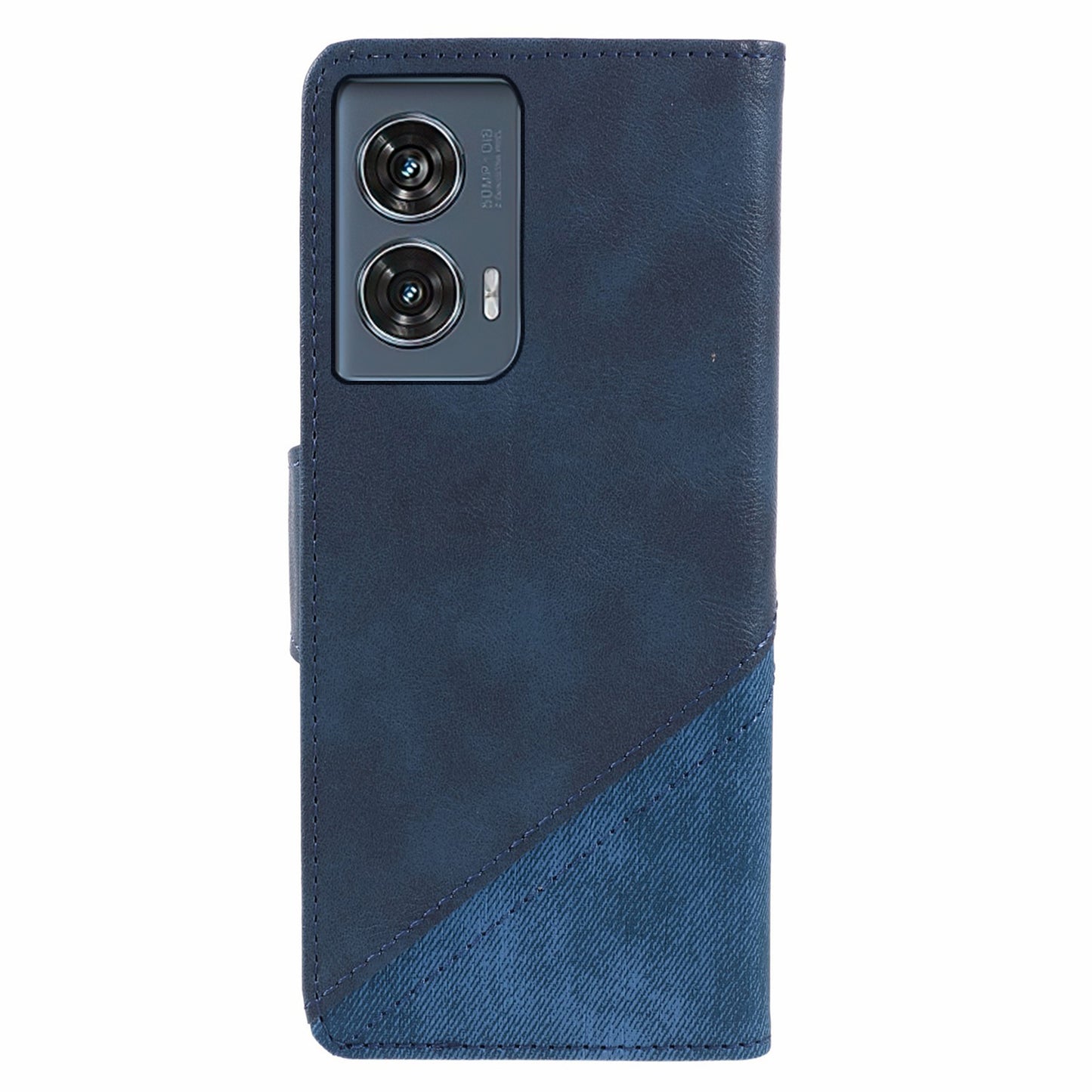 For Motorola Edge 50 Fusion Case Splicing PU Leather Wallet Phone Cover with Stand - Dark Blue
