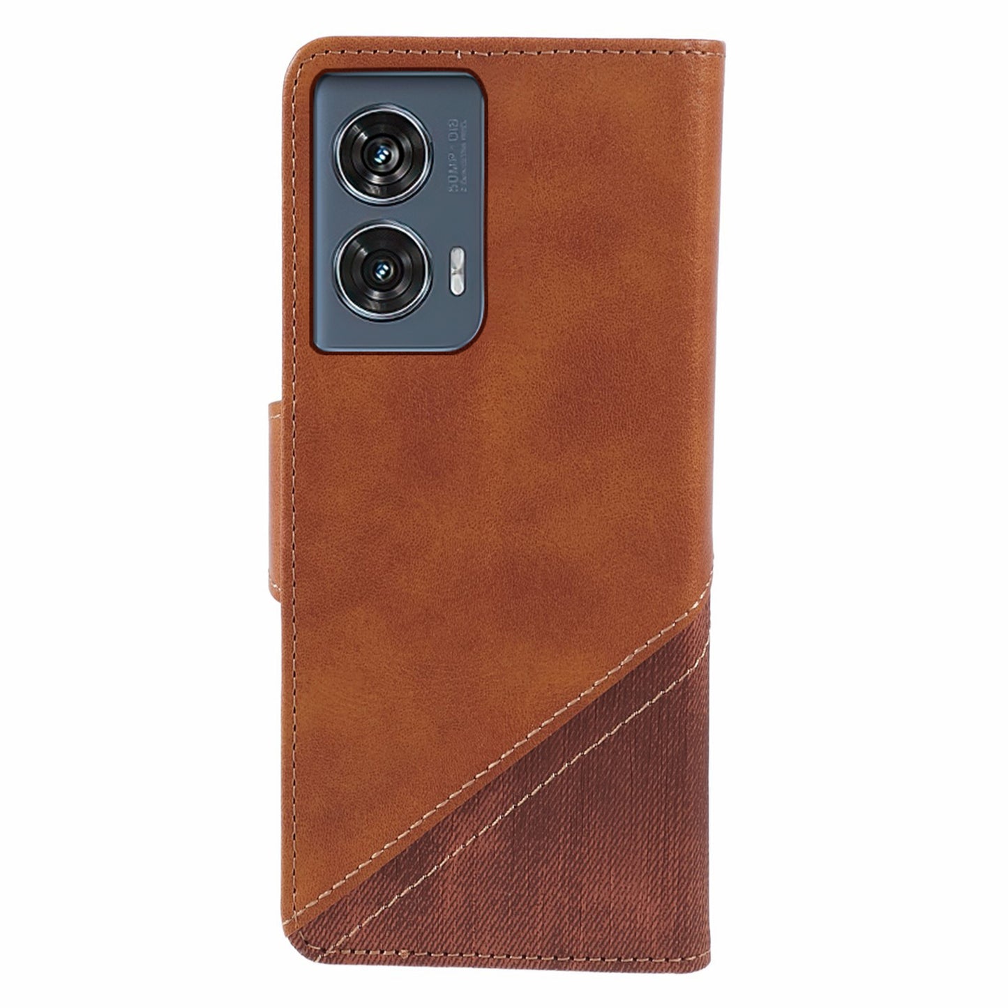 For Motorola Edge 50 Fusion Case Splicing PU Leather Wallet Phone Cover with Stand - Brown