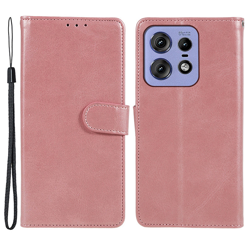 Shockproof Cover for Motorola Edge 50 Pro 5G Case Magnetic Calf Texture Wallet Phone Shell - Rose Gold