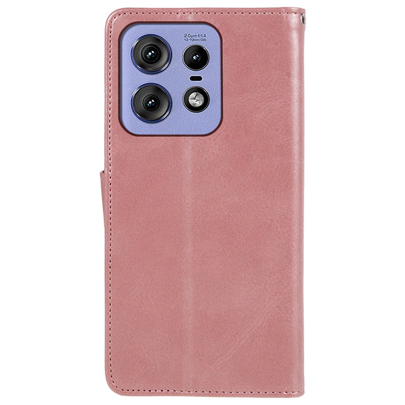 Shockproof Cover for Motorola Edge 50 Pro 5G Case Magnetic Calf Texture Wallet Phone Shell - Rose Gold