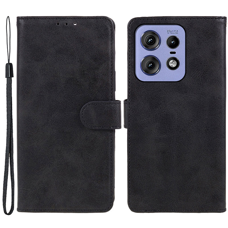 Shockproof Cover for Motorola Edge 50 Pro 5G Case Magnetic Calf Texture Wallet Phone Shell - Black