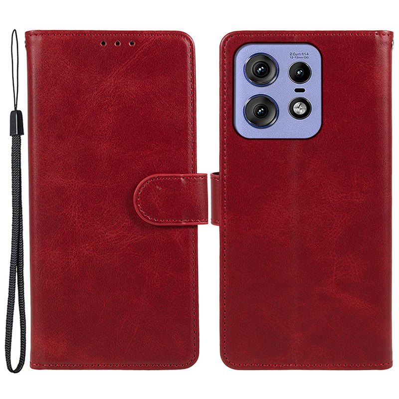 Shockproof Cover for Motorola Edge 50 Pro 5G Case Magnetic Calf Texture Wallet Phone Shell - Red