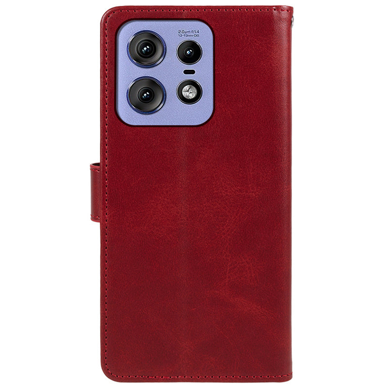 Shockproof Cover for Motorola Edge 50 Pro 5G Case Magnetic Calf Texture Wallet Phone Shell - Red