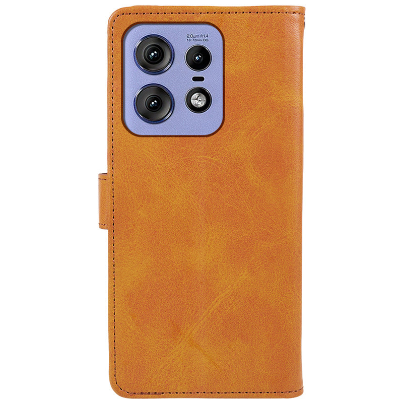 Shockproof Cover for Motorola Edge 50 Pro 5G Case Magnetic Calf Texture Wallet Phone Shell - Khaki