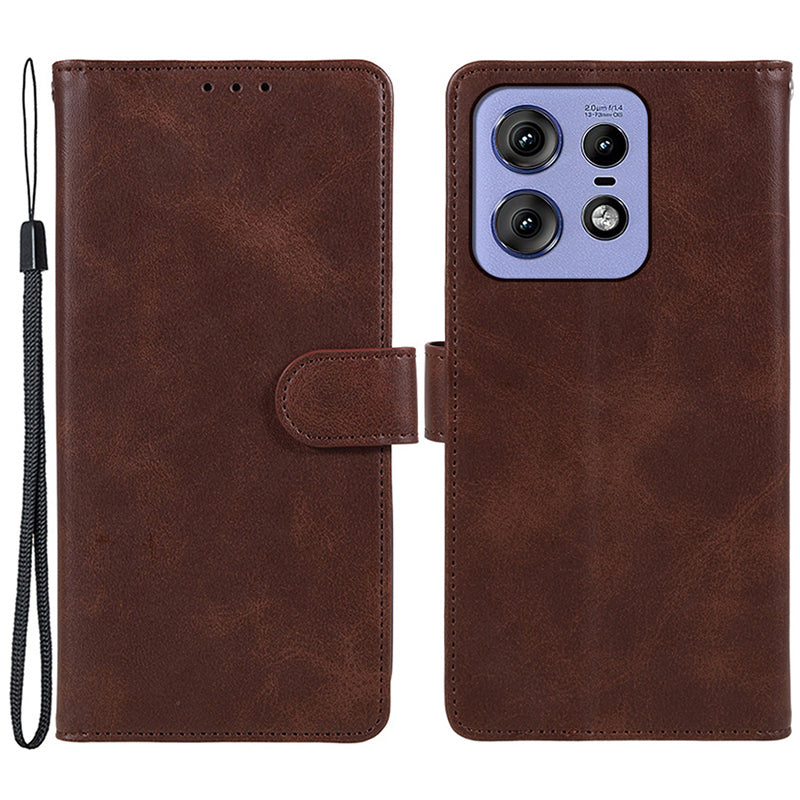 Shockproof Cover for Motorola Edge 50 Pro 5G Case Magnetic Calf Texture Wallet Phone Shell - Brown