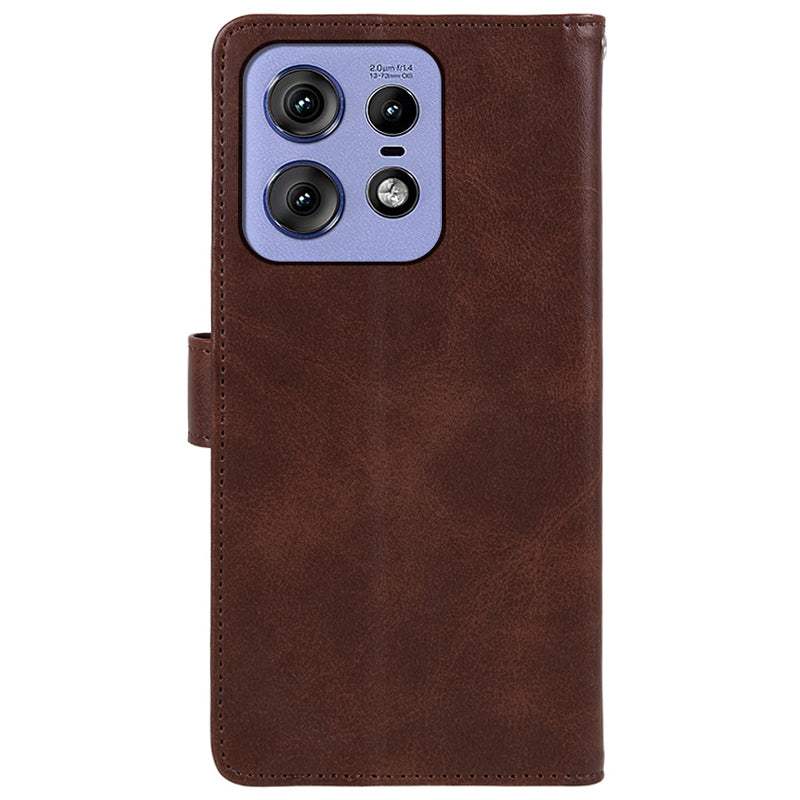 Shockproof Cover for Motorola Edge 50 Pro 5G Case Magnetic Calf Texture Wallet Phone Shell - Brown