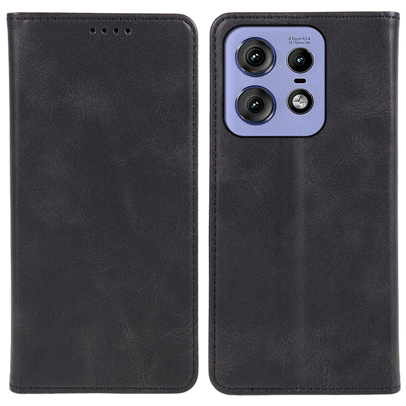For Motorola Edge 50 Pro 5G Wallet Case Magnetic Auto Closing Leather Phone Cover - Black