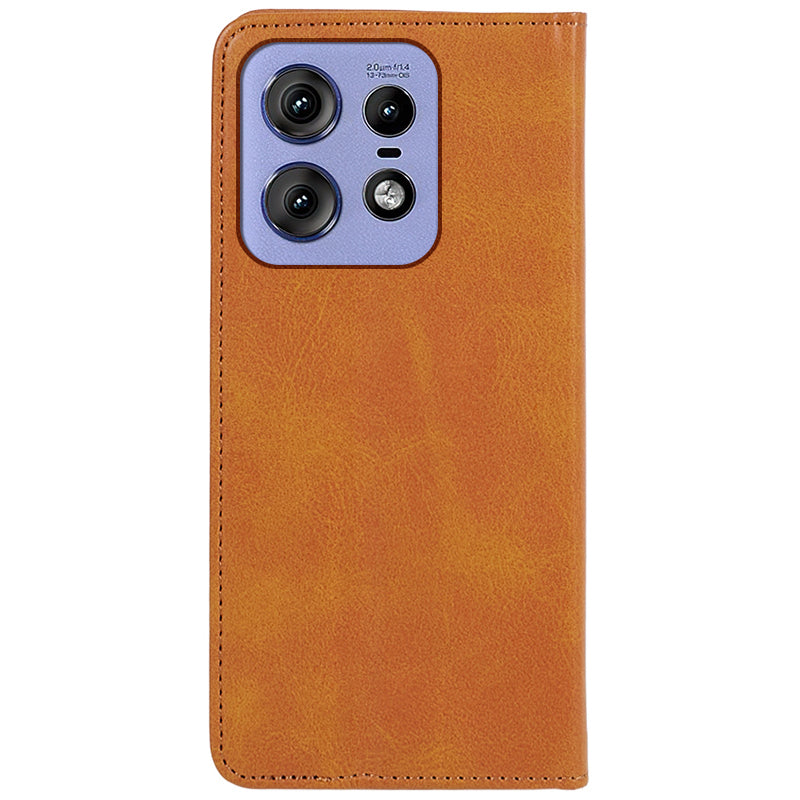 For Motorola Edge 50 Pro 5G Wallet Case Magnetic Auto Closing Leather Phone Cover - Khaki