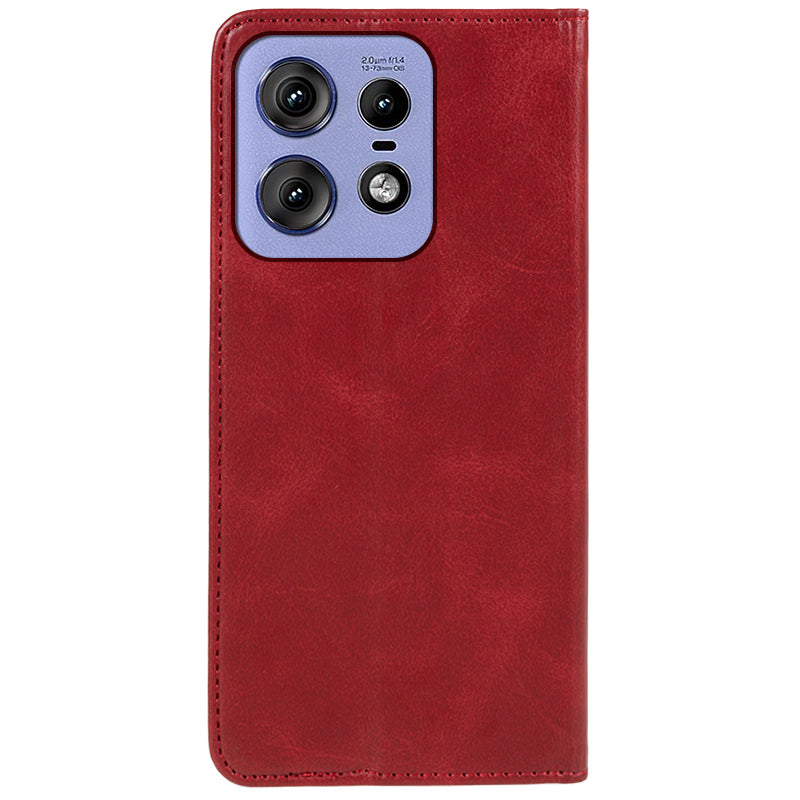 For Motorola Edge 50 Pro 5G Wallet Case Magnetic Auto Closing Leather Phone Cover - Red