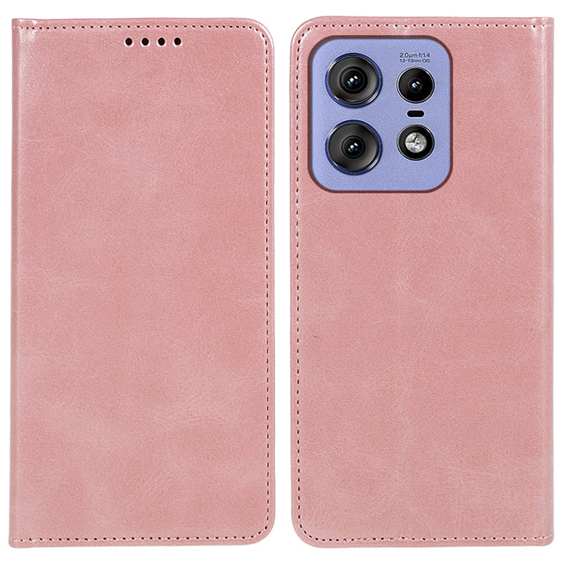 For Motorola Edge 50 Pro 5G Wallet Case Magnetic Auto Closing Leather Phone Cover - Rose Gold