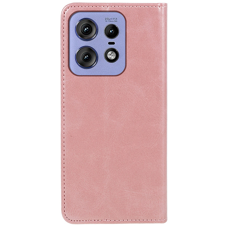 For Motorola Edge 50 Pro 5G Wallet Case Magnetic Auto Closing Leather Phone Cover - Rose Gold