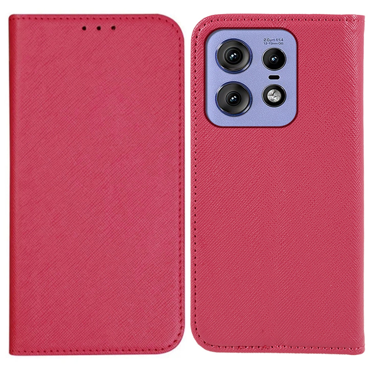 For Motorola Edge 50 Pro 5G Case Magnetic Closure Cross Texture Leather Phone Cover - Rose