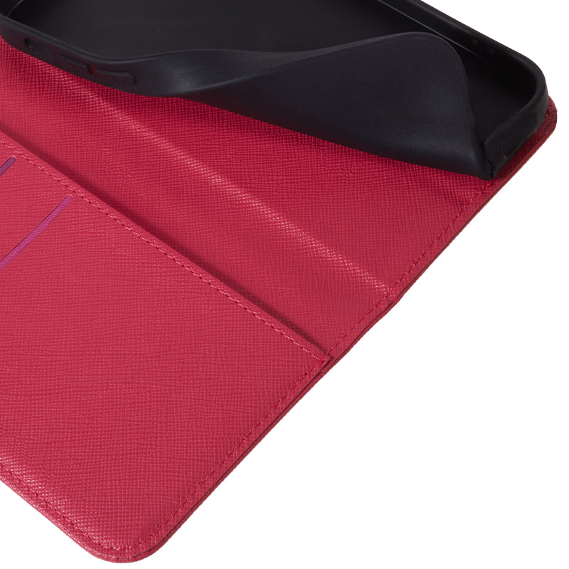 For Motorola Edge 50 Pro 5G Case Magnetic Closure Cross Texture Leather Phone Cover - Rose