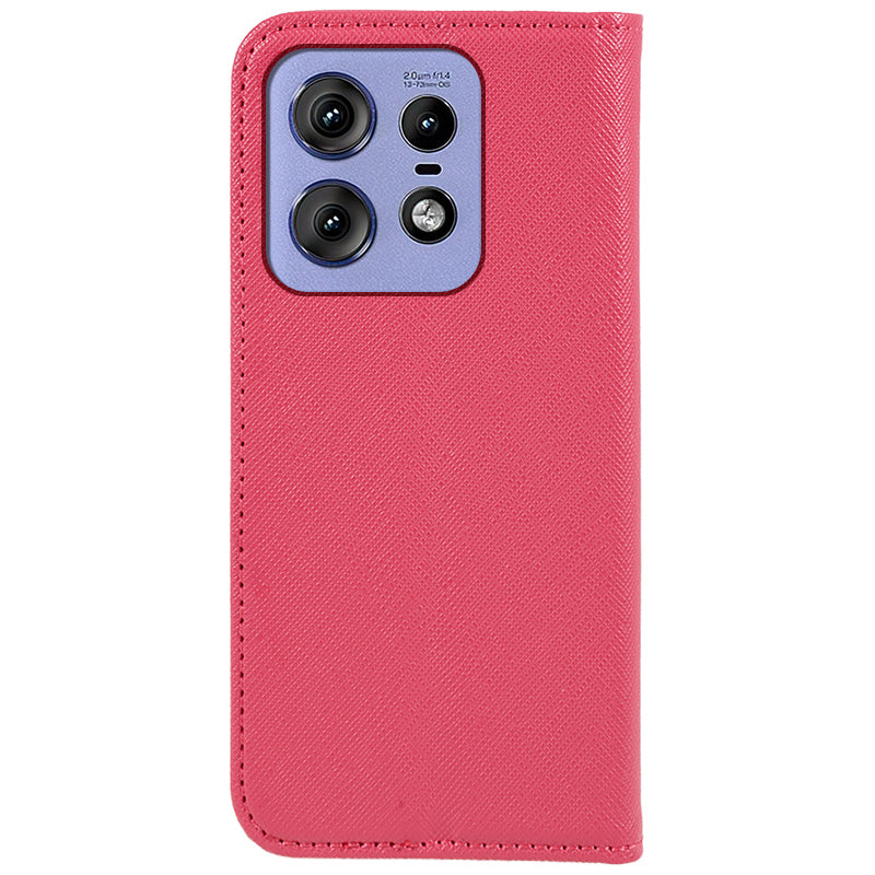 For Motorola Edge 50 Pro 5G Case Magnetic Closure Cross Texture Leather Phone Cover - Rose