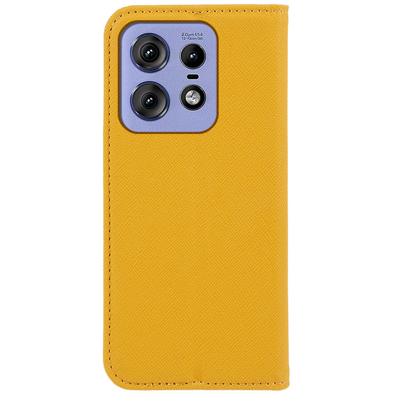 For Motorola Edge 50 Pro 5G Case Magnetic Closure Cross Texture Leather Phone Cover - Yellow