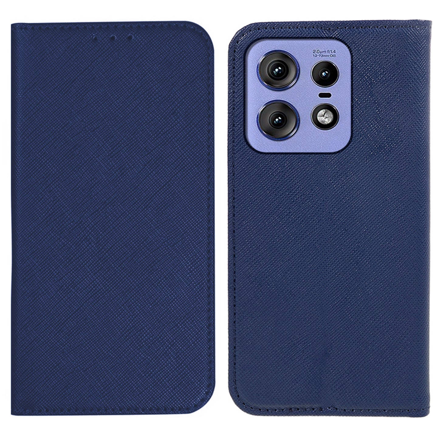 For Motorola Edge 50 Pro 5G Case Magnetic Closure Cross Texture Leather Phone Cover - Dark Blue