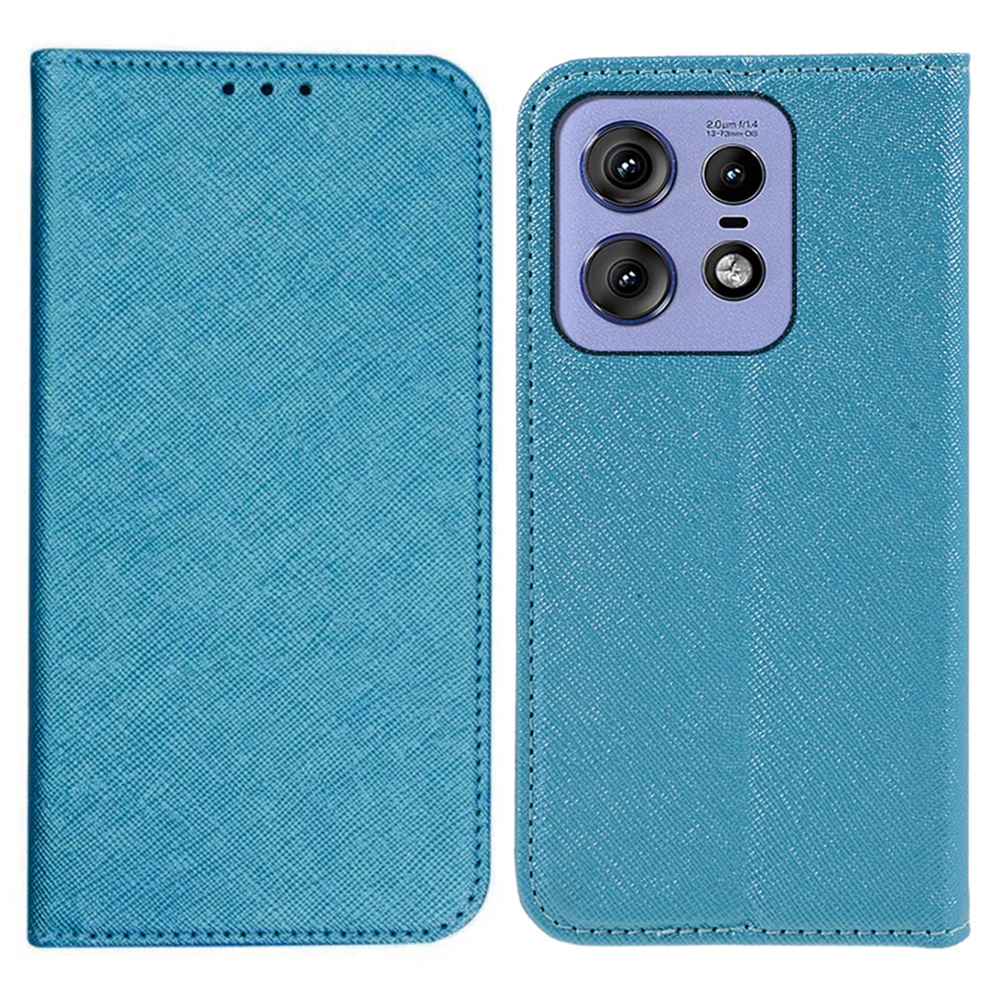 For Motorola Edge 50 Pro 5G Case Magnetic Closure Cross Texture Leather Phone Cover - Sky Blue