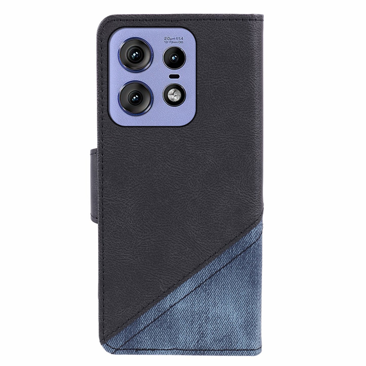 For Motorola Edge 50 Pro 5G Case Splicing Design PU Leather Wallet Anti-drop Phone Cover - Black