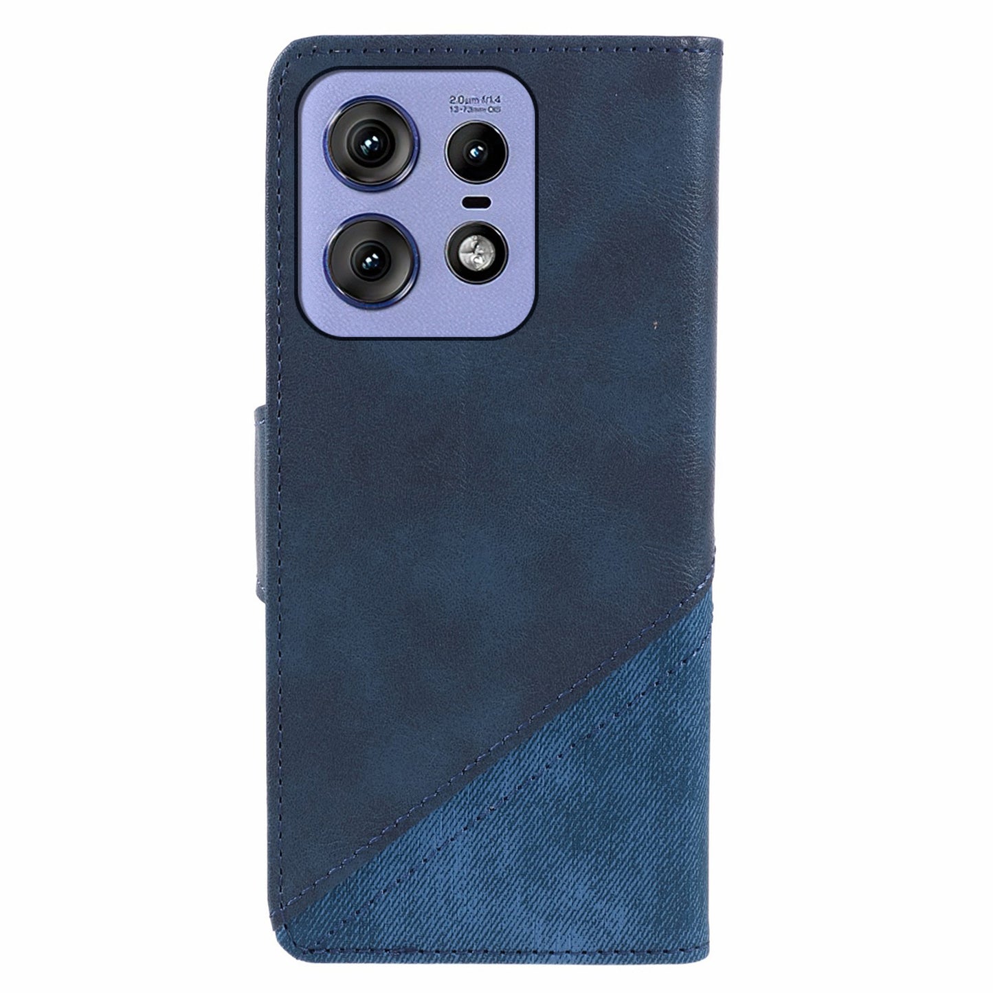 For Motorola Edge 50 Pro 5G Case Splicing Design PU Leather Wallet Anti-drop Phone Cover - Dark Blue