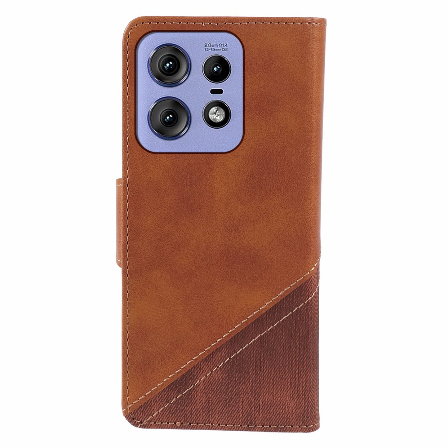 For Motorola Edge 50 Pro 5G Case Splicing Design PU Leather Wallet Anti-drop Phone Cover - Brown