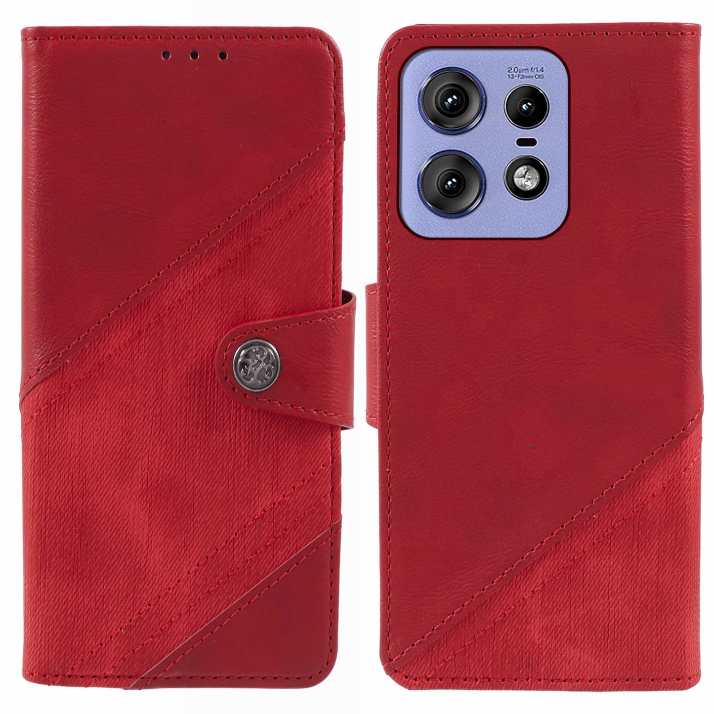 For Motorola Edge 50 Pro 5G Case Splicing Design PU Leather Wallet Anti-drop Phone Cover - Red