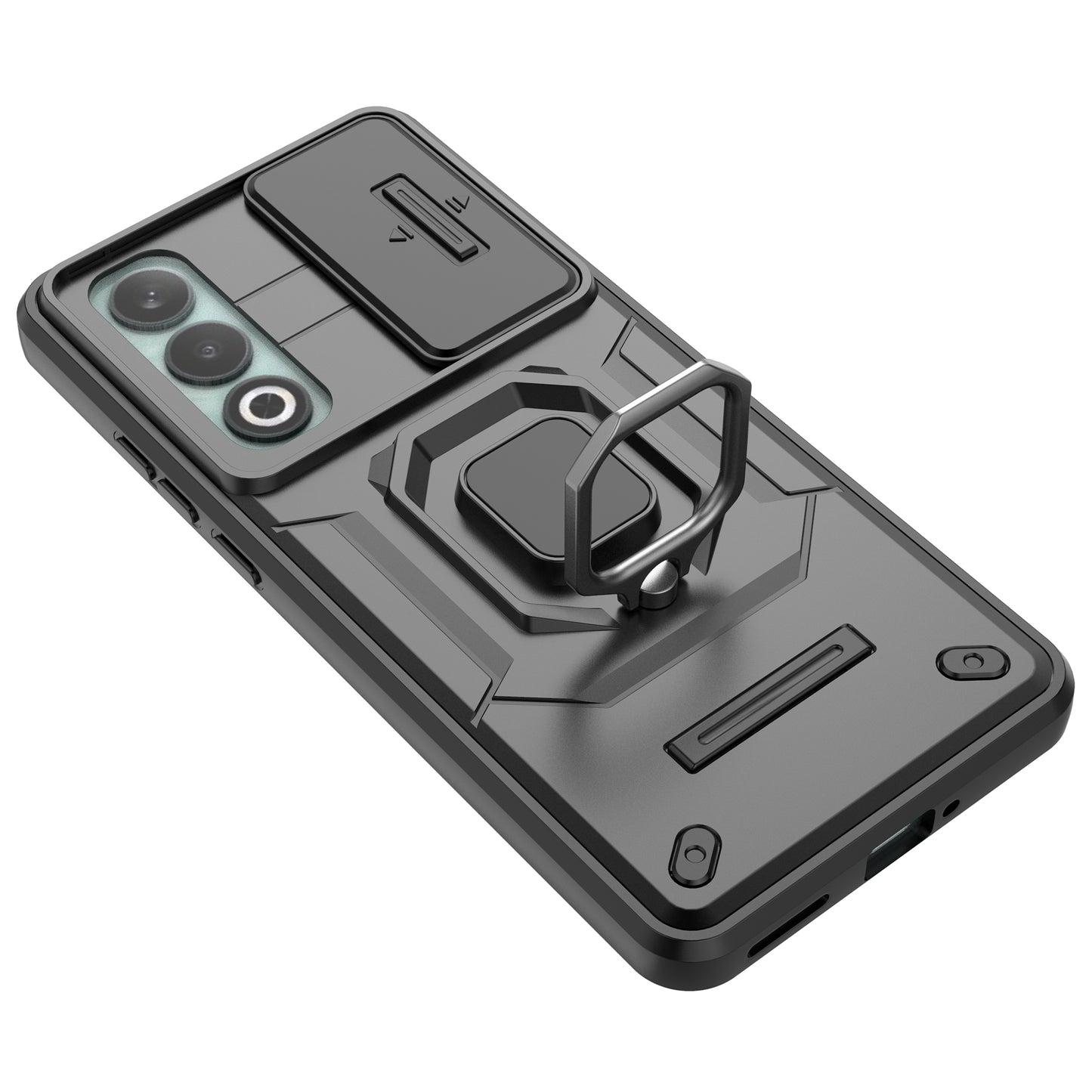 For OnePlus Nord CE4 5G Camera Protection Kickstand Case Rugged PC+TPU Phone Cover - Green