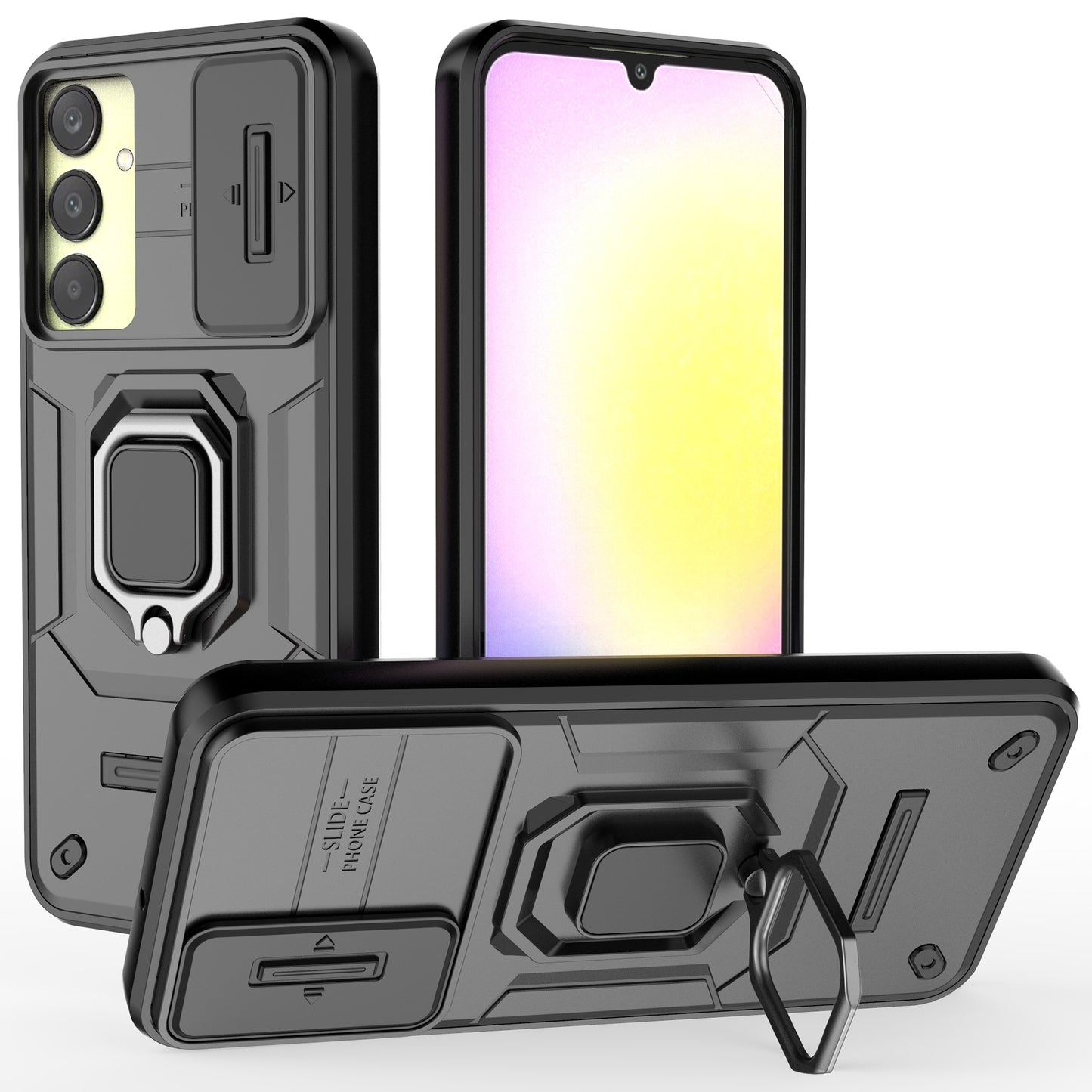 For Samsung Galaxy A25 5G (Global) (161.0 x 76.5 x 8.3mm) Camera Protection Fall-proof Case PC+TPU Phone Cover - Black