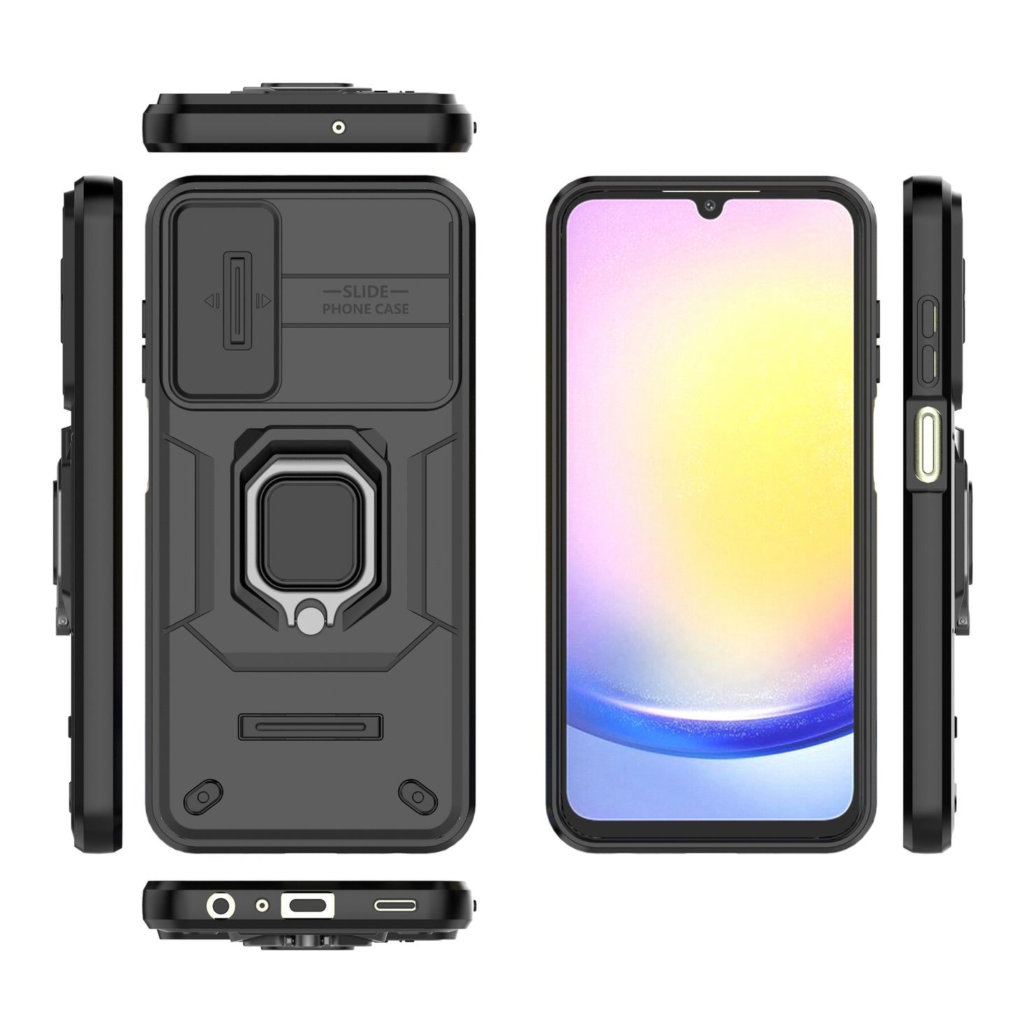 For Samsung Galaxy A25 5G (Global) (161.0 x 76.5 x 8.3mm) Camera Protection Fall-proof Case PC+TPU Phone Cover - Black