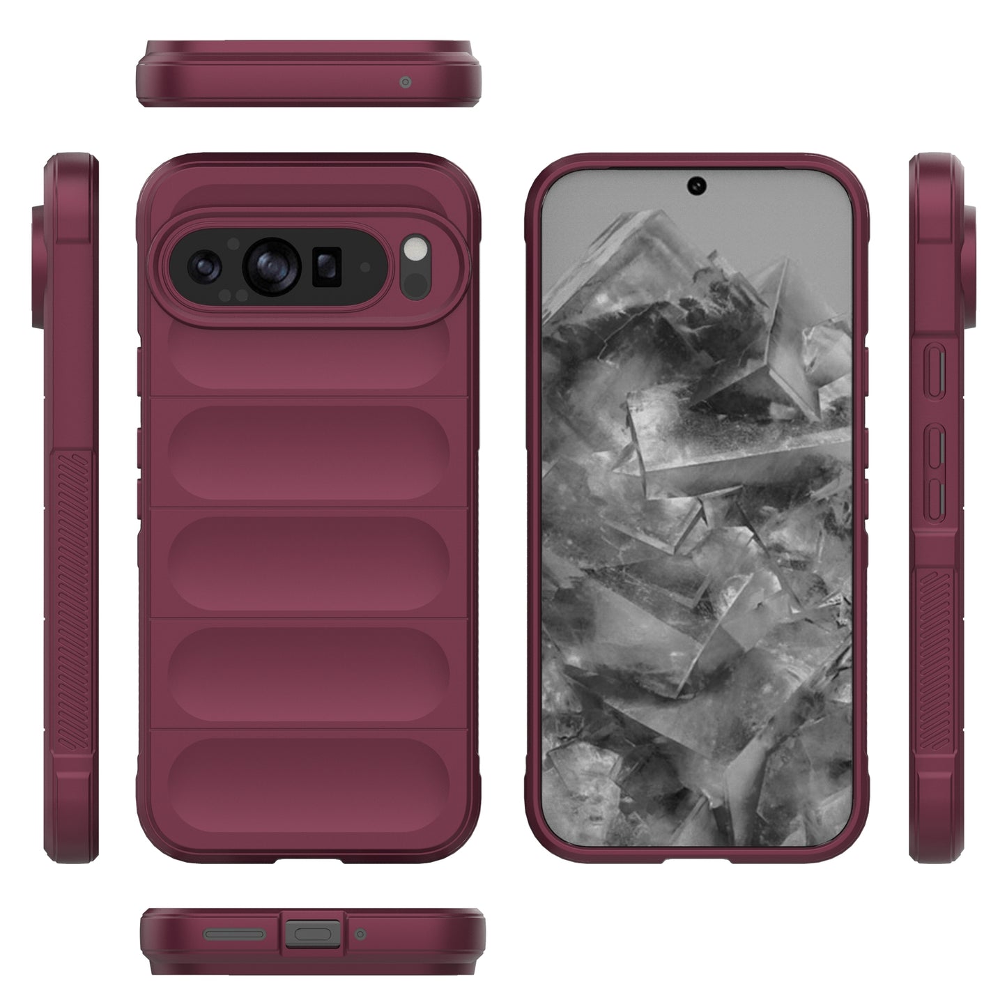 Mobile Phone Protector for Google Pixel 9 Pro , Shock Absorption TPU Back Case - Wine Red