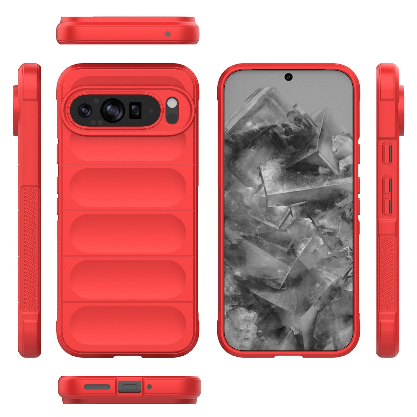 Mobile Phone Protector for Google Pixel 9 Pro , Shock Absorption TPU Back Case - Red