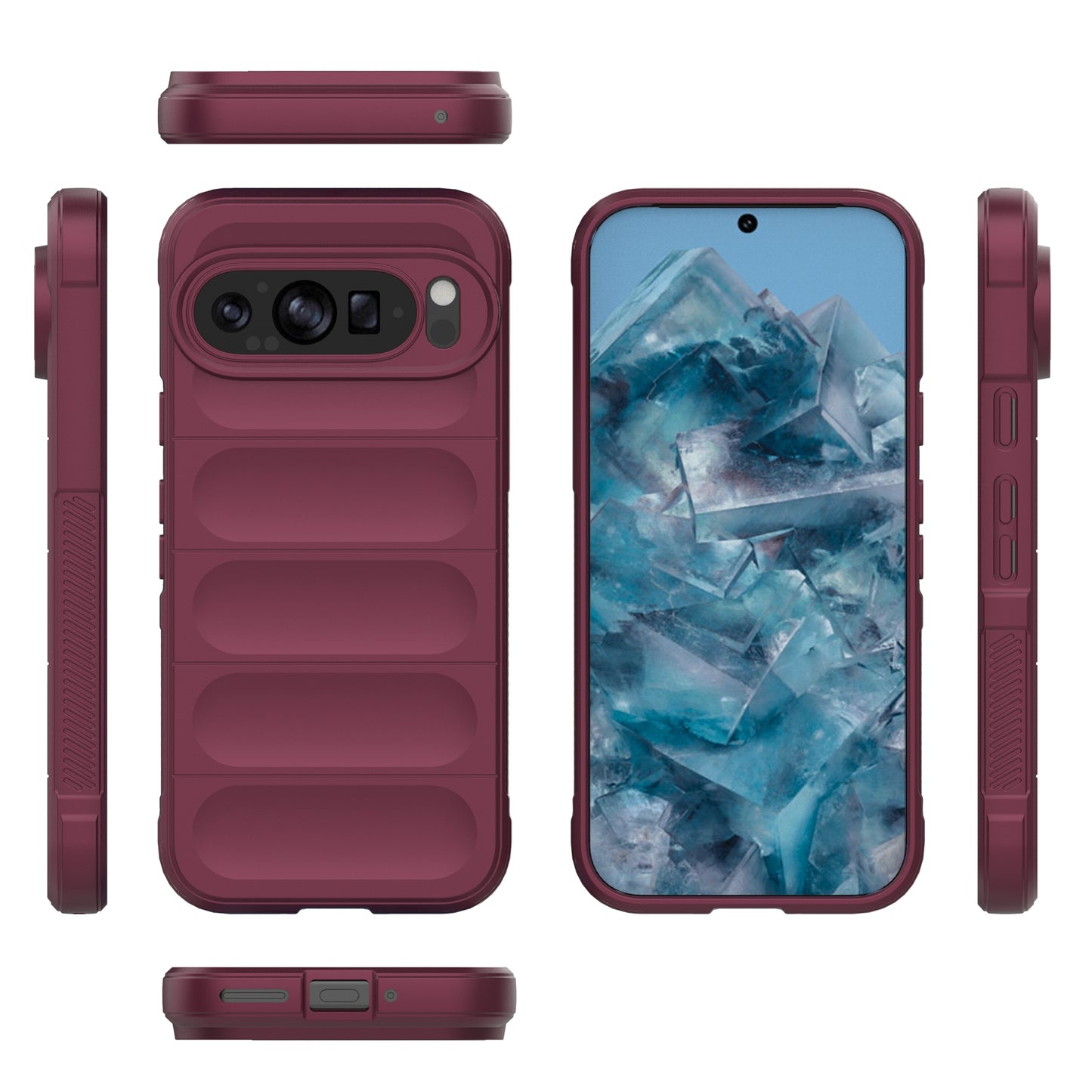 Mobile Phone Protector for Google Pixel 9 , Impact Resistant TPU Back Case - Wine Red